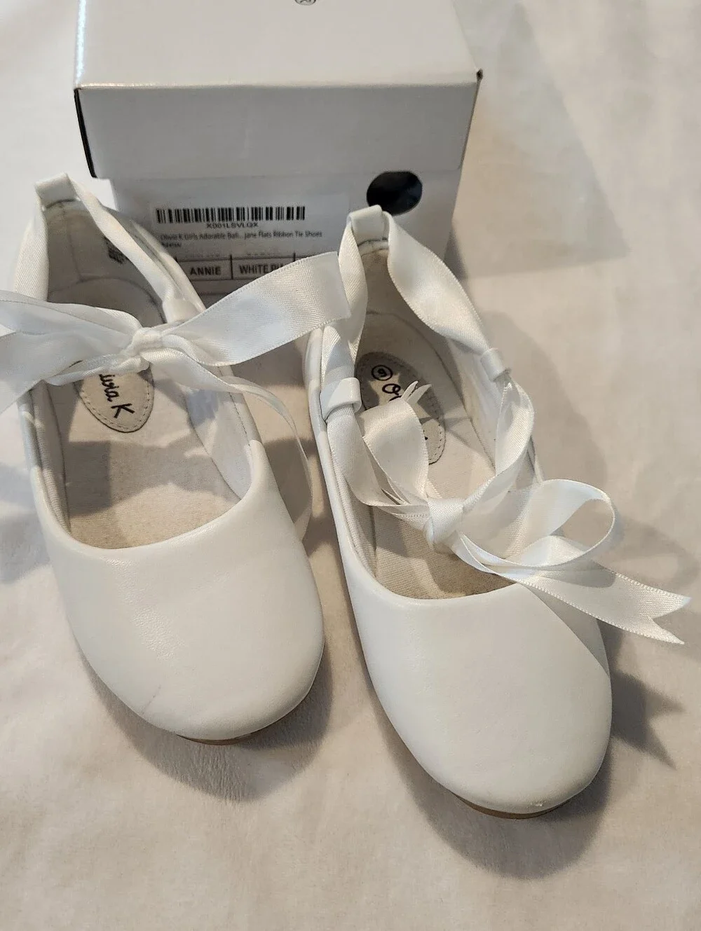 Olivia K Girls Size 9 Ballerina Mary Jane Flats Ribbon Tie Shoes